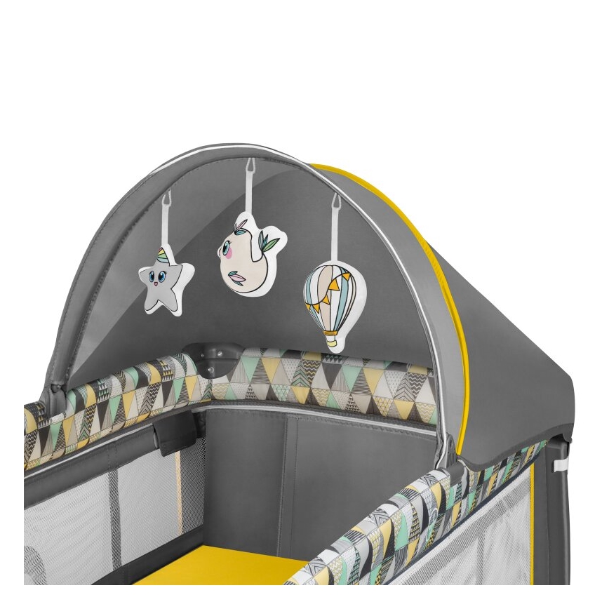 Lionelo - Travel crib SVEN PLUS grey/yellow