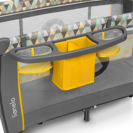 Lionelo - Travel crib SVEN PLUS grey/yellow