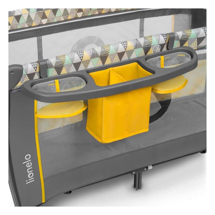 Lionelo - Travel crib SVEN PLUS grey/yellow