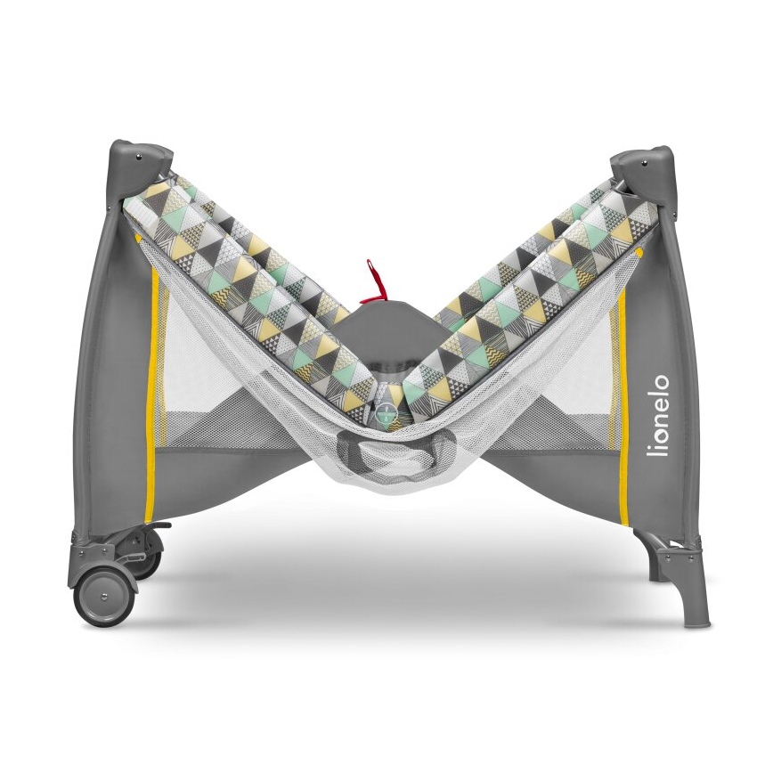 Lionelo - Travel crib SVEN PLUS grey/yellow