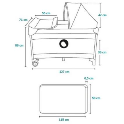 Lionelo - Travel crib SVEN PLUS grey/yellow