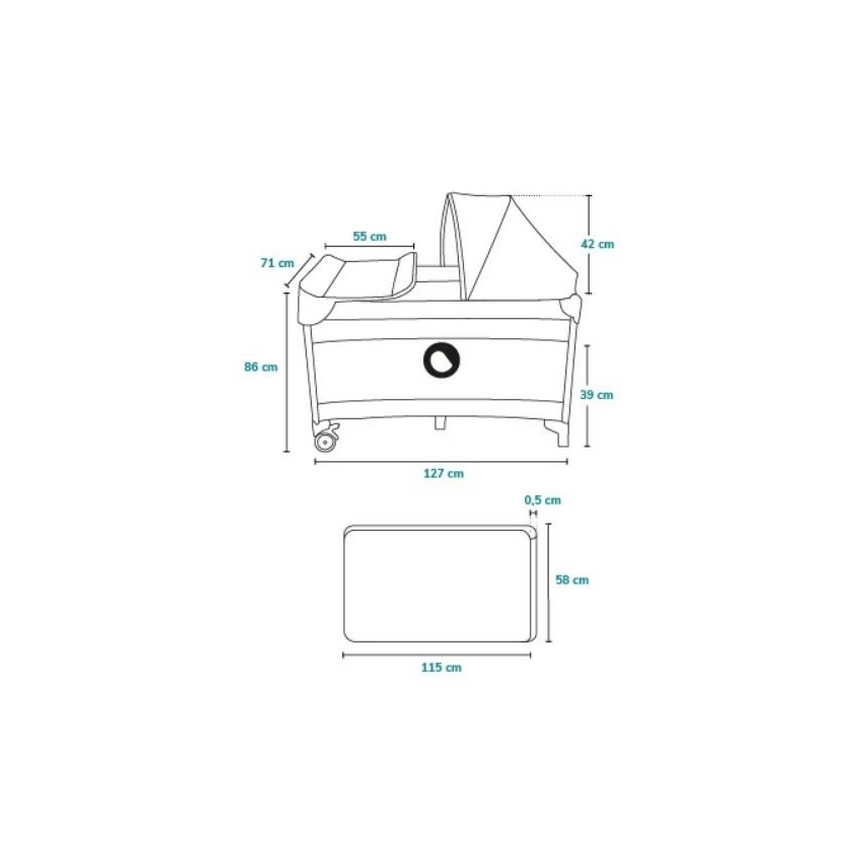 Lionelo - Travel crib SVEN PLUS grey/yellow