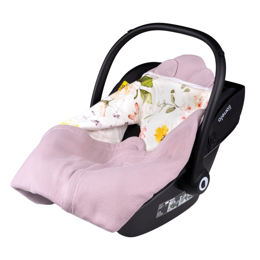 Lionelo - TRAVEL SWADDLE Car Seat Swaddle 90 x 90 cm Pink Flower