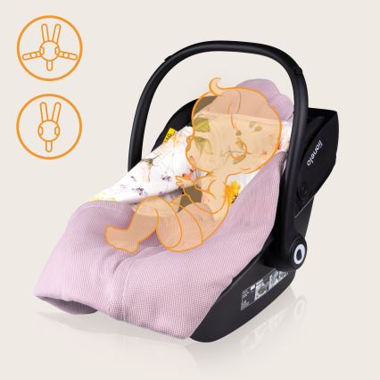 Lionelo - TRAVEL SWADDLE Car Seat Swaddle 90 x 90 cm Pink Flower