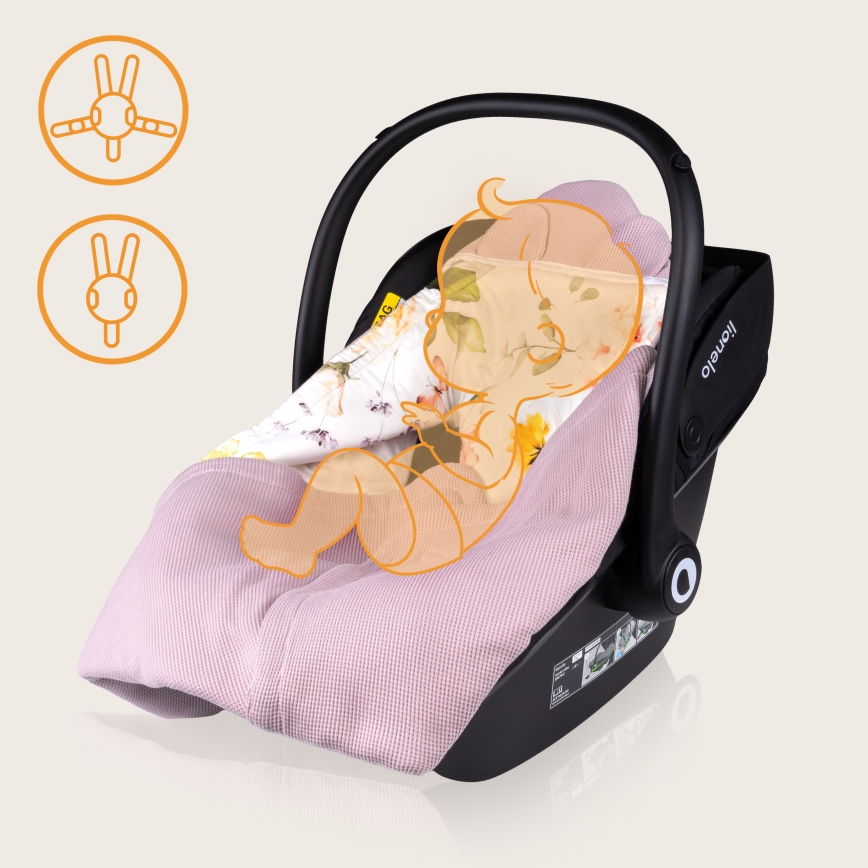 Lionelo - TRAVEL SWADDLE Car Seat Swaddle 90 x 90 cm Pink Flower