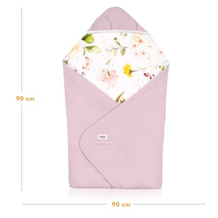 Lionelo - TRAVEL SWADDLE Car Seat Swaddle 90 x 90 cm Pink Flower