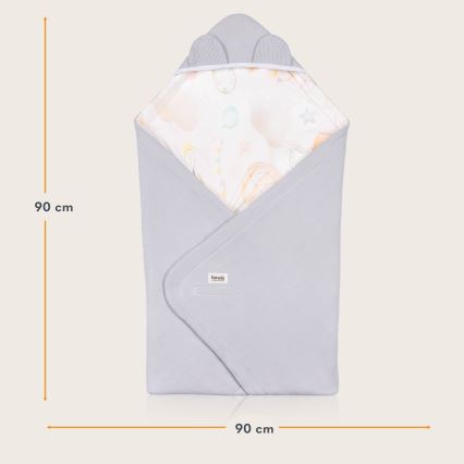 Lionelo - TRAVEL SWADDLE Car Seat Swaddle 90x90 cm Grey Balloon