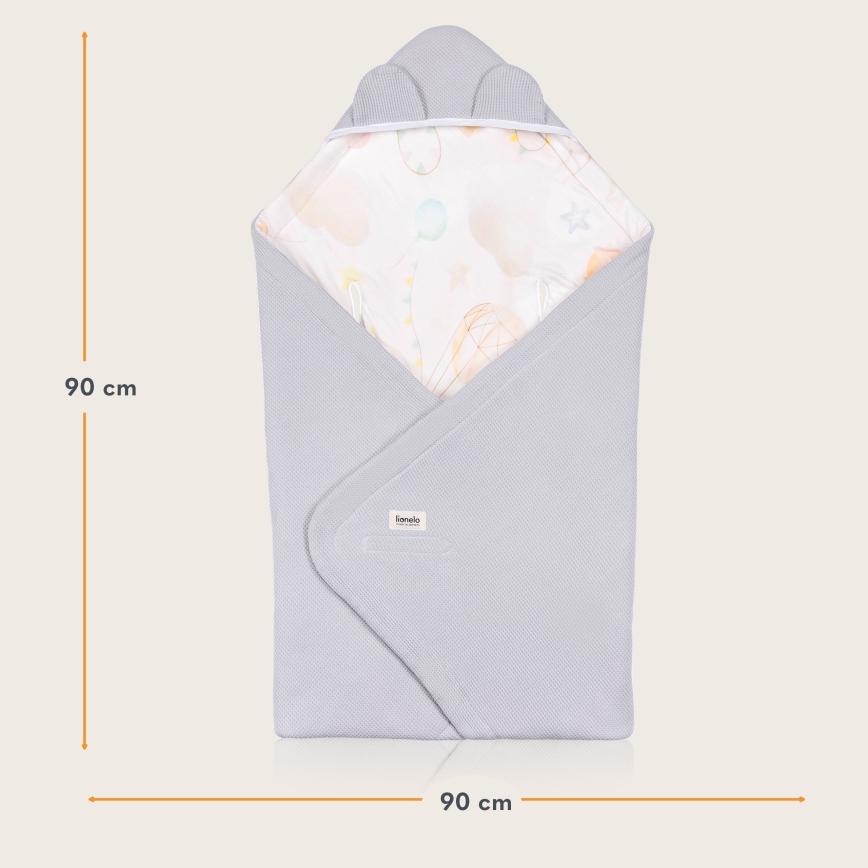 Lionelo - TRAVEL SWADDLE Car Seat Swaddle 90x90 cm Grey Balloon