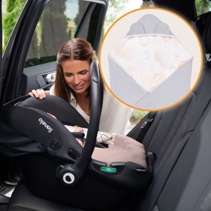 Lionelo - TRAVEL SWADDLE Car seat wrap 90x90 cm Grey Baloon