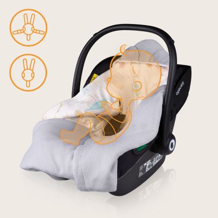Lionelo - TRAVEL SWADDLE Car seat wrap 90x90 cm Grey Baloon
