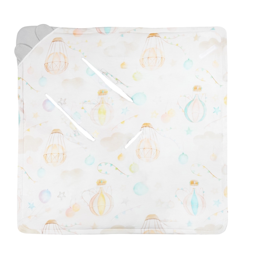 Lionelo - TRAVEL SWADDLE Car seat wrap 90x90 cm Grey Baloon