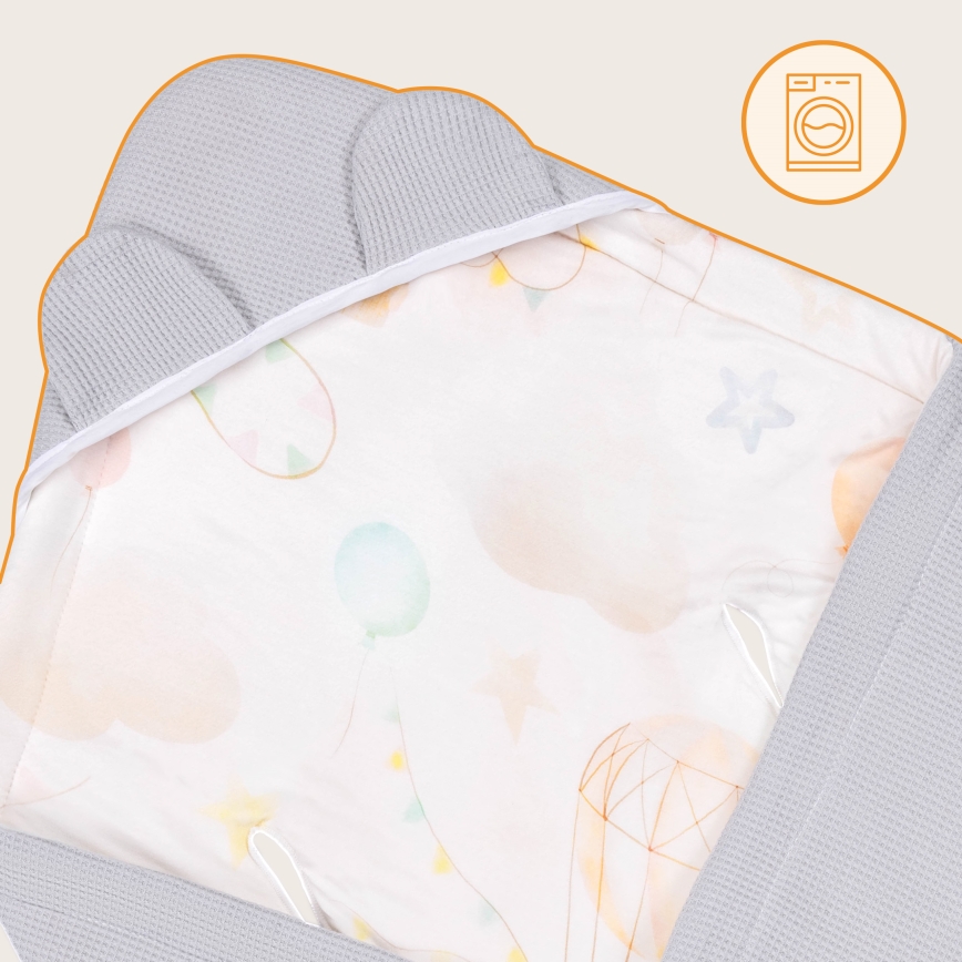 Lionelo - TRAVEL SWADDLE Car seat wrap 90x90 cm Grey Baloon
