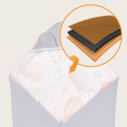 Lionelo - TRAVEL SWADDLE Car seat wrap 90x90 cm Grey Baloon