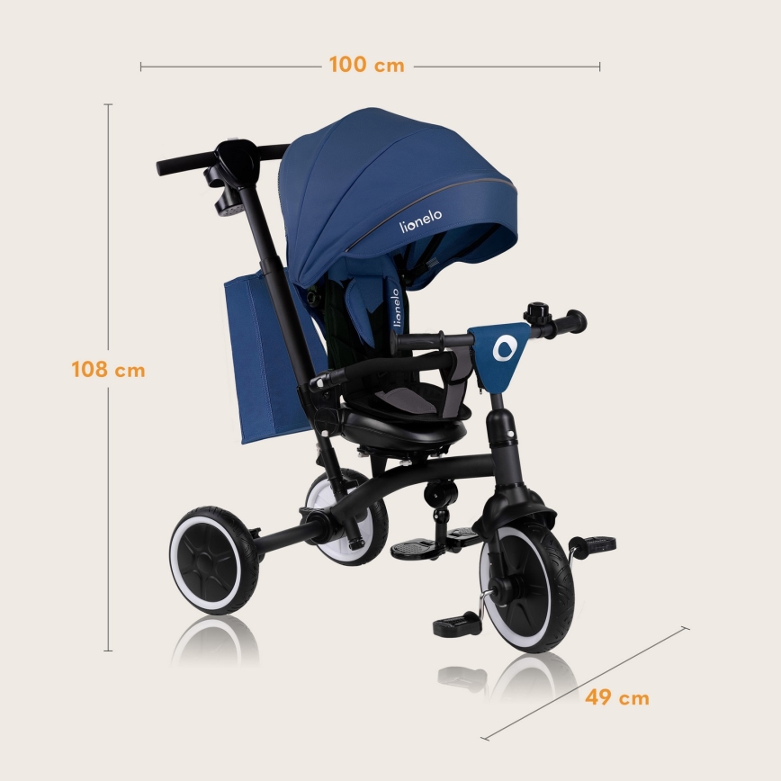 Lionelo - TRIS PLUS Children's Tricycle Blue Denim