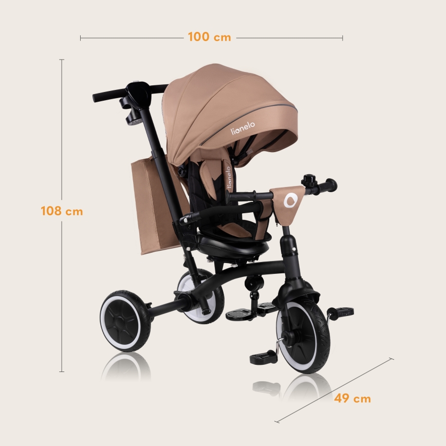 Lionelo - TRIS PLUS Kids' Tricycle, Beige Sand