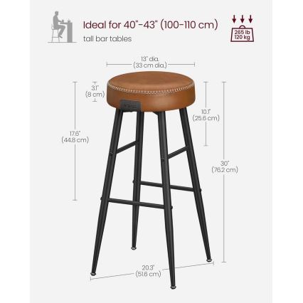 LIOR Bar Stool, Brown/Black