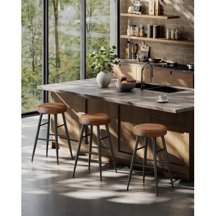 LIOR Bar Stool, Set of 2, Brown/Black