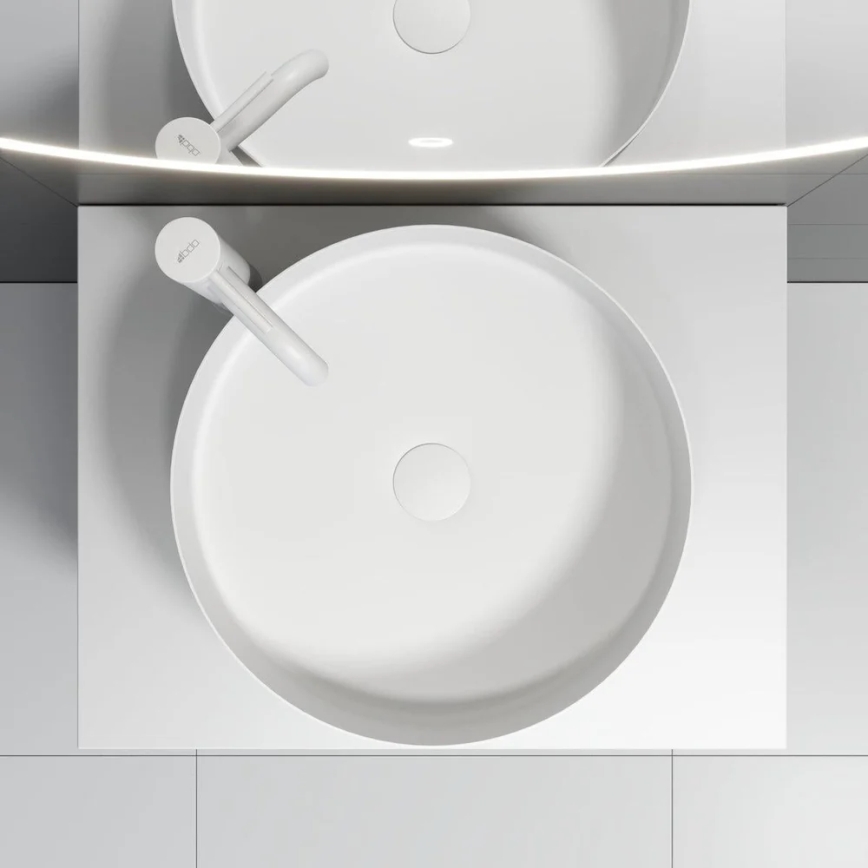 LJORDAL Countertop Basin Ø 40 cm, Steel/White