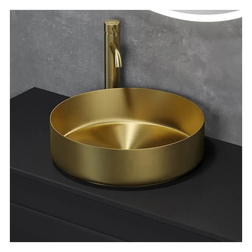 LJORDAL Countertop Basin Ø 40 cm — Steel/Brass