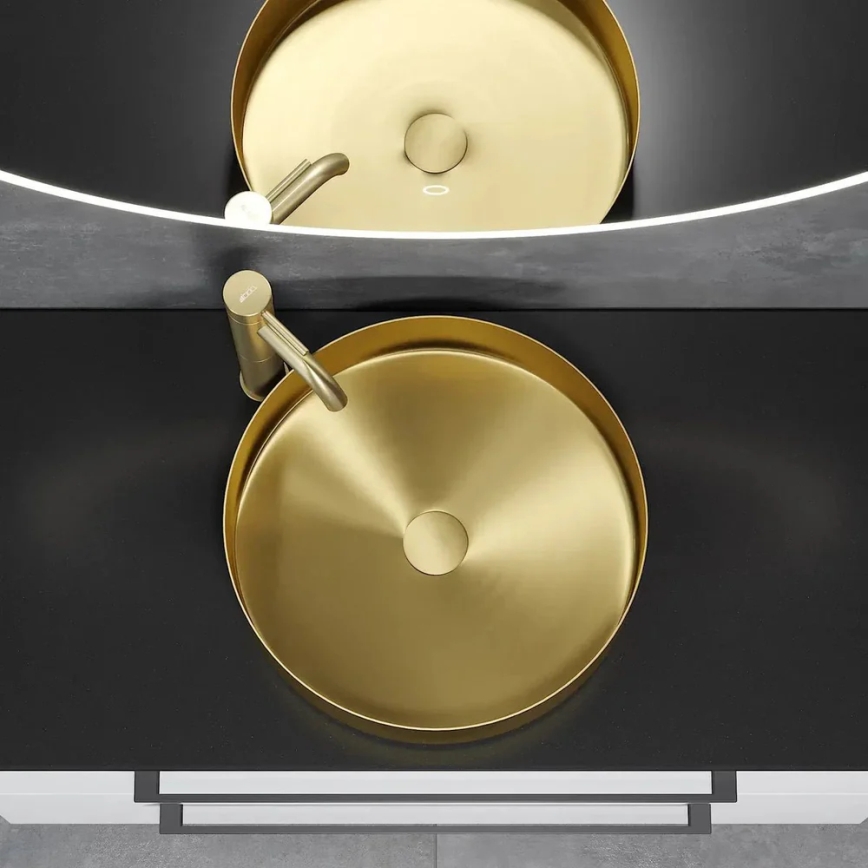 LJORDAL Countertop Basin Ø 40 cm — Steel/Brass