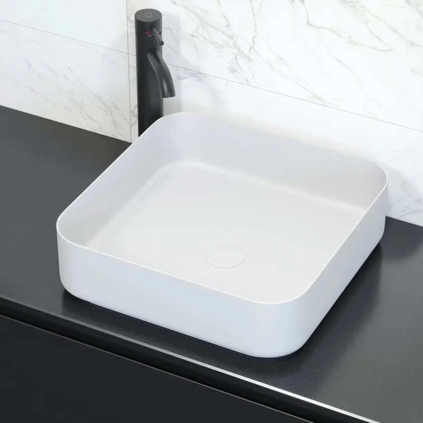 LJORDAL countertop washbasin 40 x 40 cm steel/white