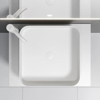 LJORDAL countertop washbasin 40 x 40 cm steel/white