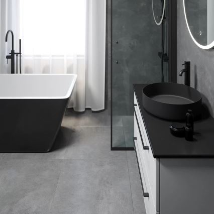 LJORDAL countertop washbasin, Ø 40 cm, steel/black