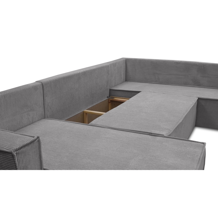 LONDON Universal Reversible U-Shaped Corner Sofa Bed, Grey