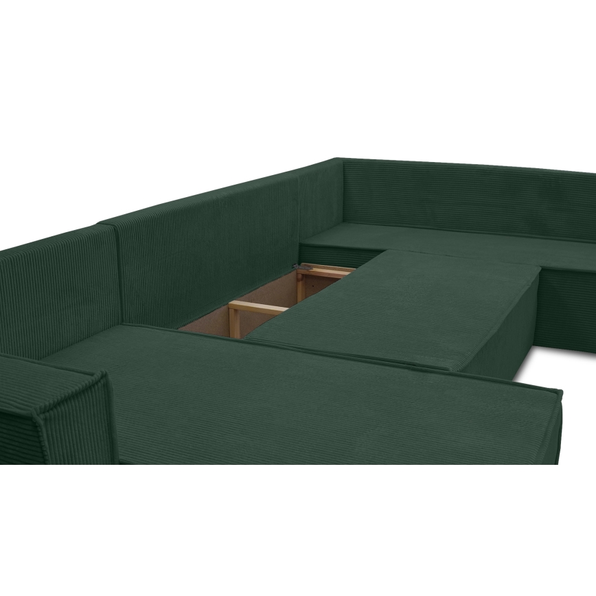 LONDON Universal U-Shaped Pull-Out Corner Sofa - Green