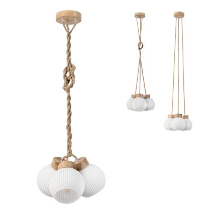 LOOMIS Cable Pendant 3x E27/15W/230V 130 cm Beige/Oak