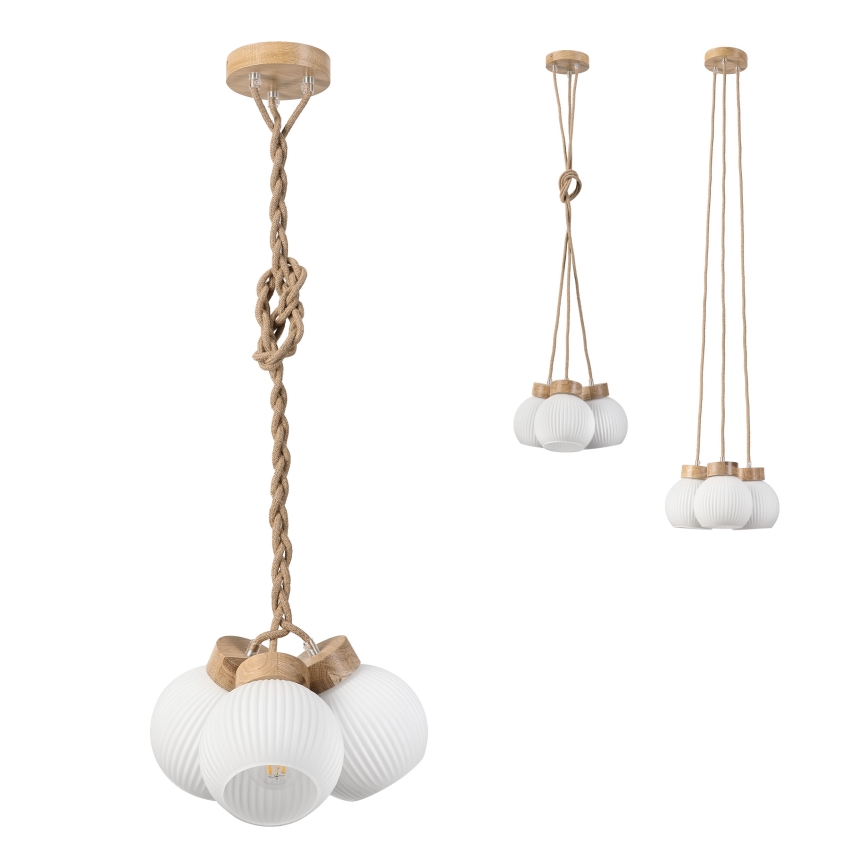 LOOMIS Cable Pendant 3x E27/15W/230V 130 cm Beige/Oak