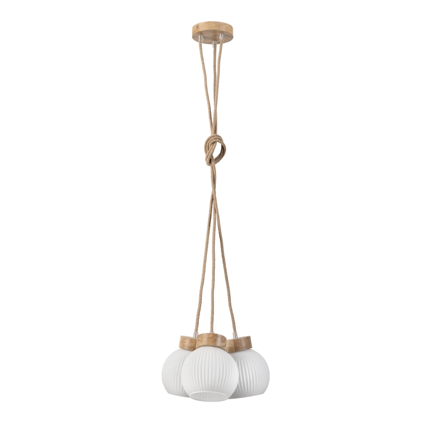 LOOMIS Cable Pendant 3x E27/15W/230V 130 cm Beige/Oak