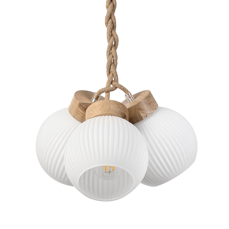 LOOMIS Cable Pendant 3x E27/15W/230V 130 cm Beige/Oak