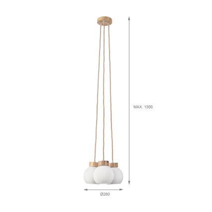 LOOMIS Cable Pendant 3x E27/15W/230V 130 cm Beige/Oak
