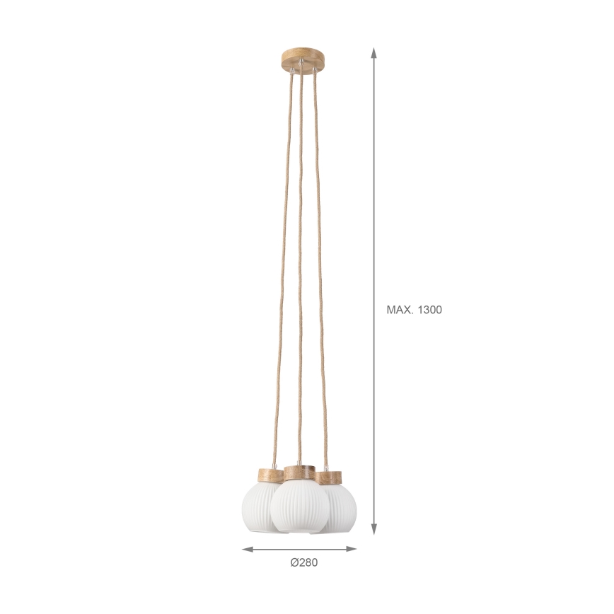 LOOMIS Cable Pendant 3x E27/15W/230V 130 cm Beige/Oak