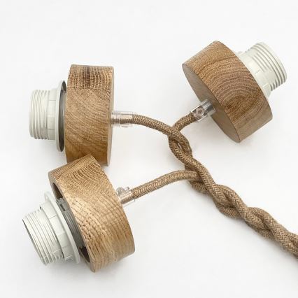 LOOMIS Cable Pendant Light 3xE27/15W/230V, 83 cm, Beige/Oak