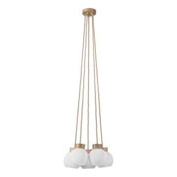 LOOMIS cable pendant light 5xE27/15W/230V 130 cm beige/oak