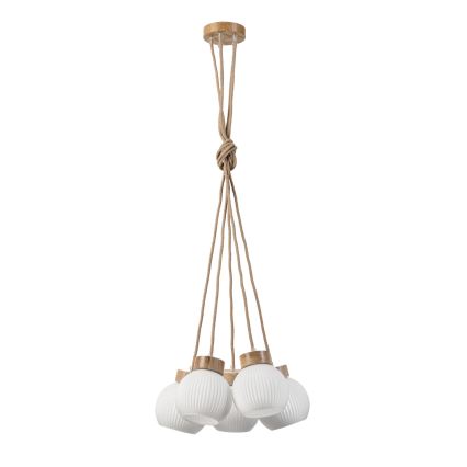 LOOMIS cable pendant light 5xE27/15W/230V 130 cm beige/oak