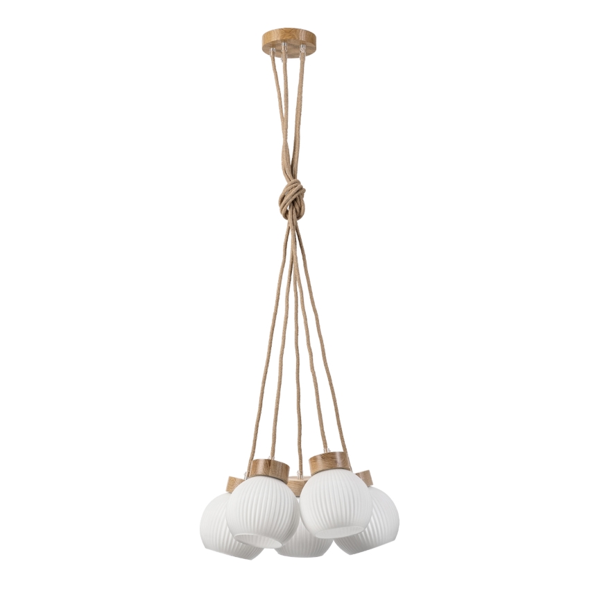 LOOMIS cable pendant light 5xE27/15W/230V 130 cm beige/oak