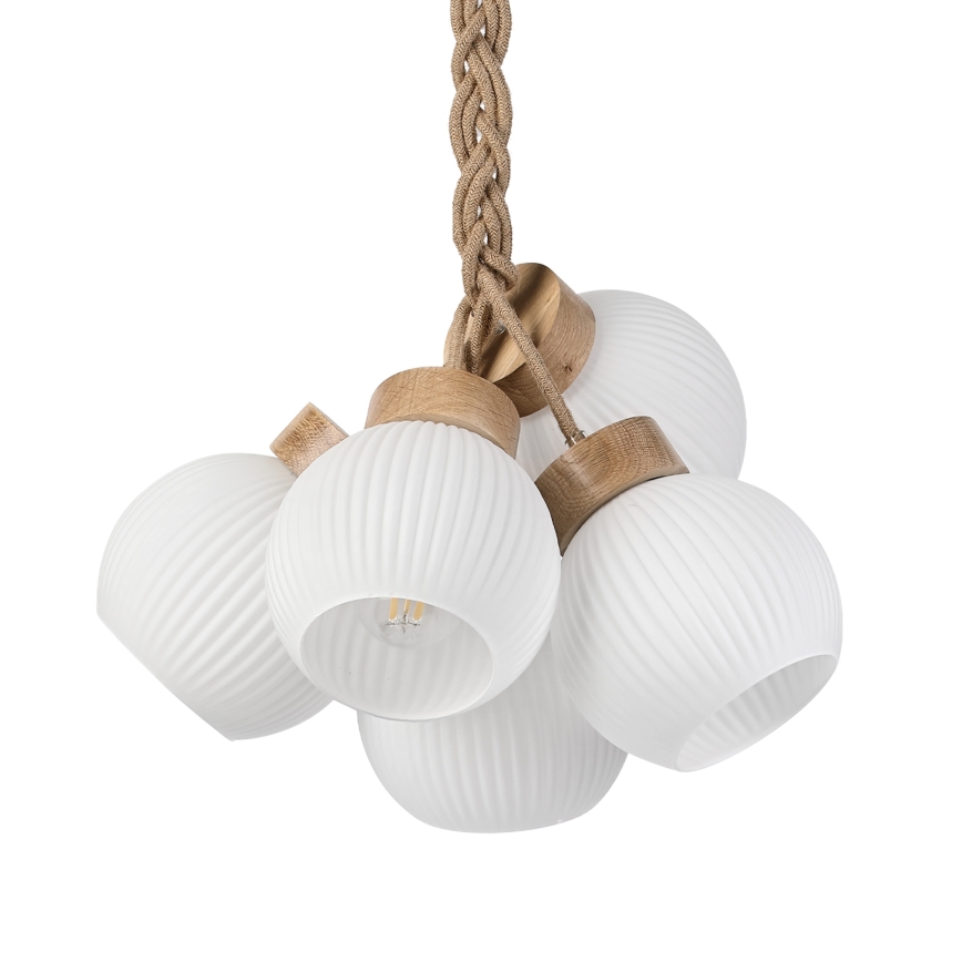 LOOMIS cable pendant light 5xE27/15W/230V 130 cm beige/oak
