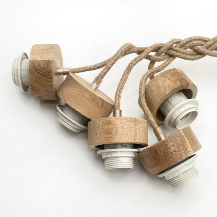 LOOMIS cable pendant light 5xE27/15W/230V 130 cm beige/oak