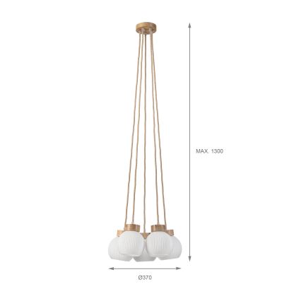 LOOMIS cable pendant light 5xE27/15W/230V 130 cm beige/oak