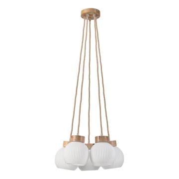 LOOMIS Cable Pendant Light 5xE27/15W/230V 83 cm Beige/Oak