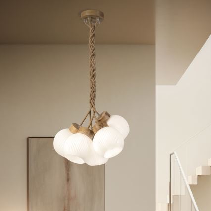 LOOMIS Cable Pendant Light 5xE27/15W/230V 83 cm Beige/Oak