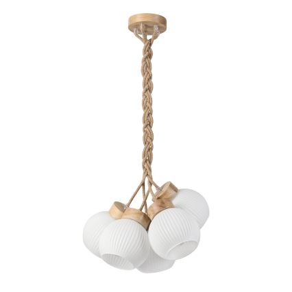 LOOMIS Cable Pendant Light 5xE27/15W/230V 83 cm Beige/Oak