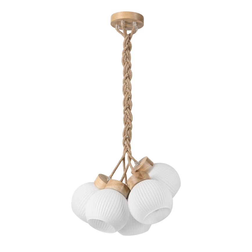 LOOMIS Cable Pendant Light 5xE27/15W/230V 83 cm Beige/Oak