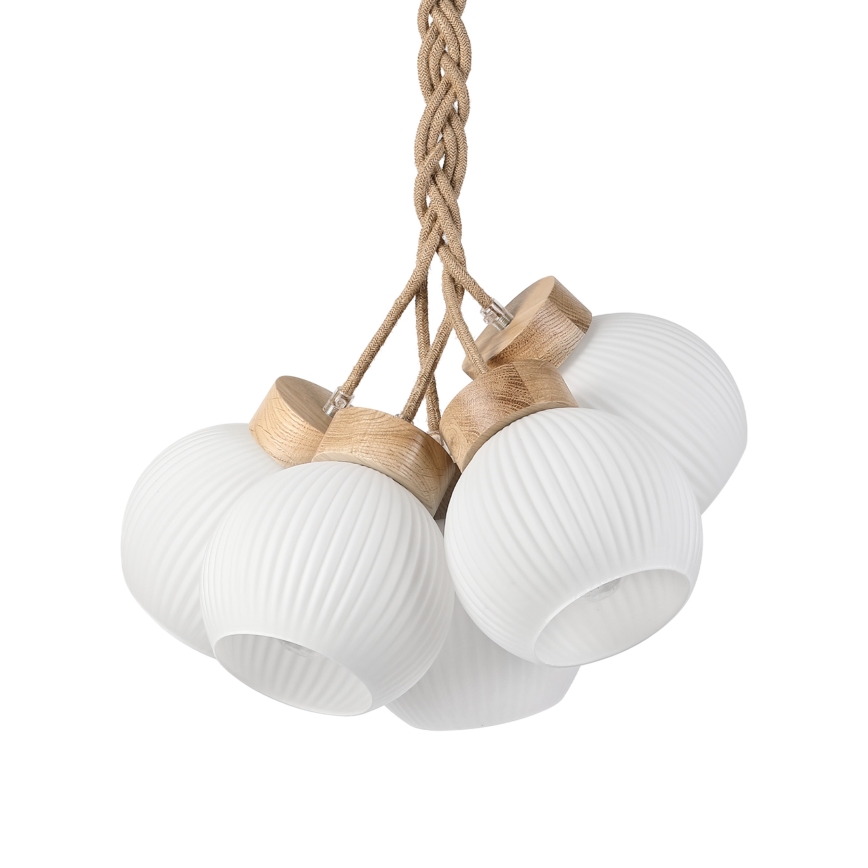 LOOMIS Cable Pendant Light 5xE27/15W/230V 83 cm Beige/Oak