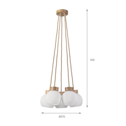 LOOMIS Cable Pendant Light 5xE27/15W/230V 83 cm Beige/Oak