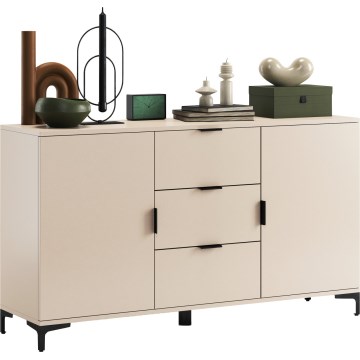 LORA Beige Dresser with Drawers and Cabinet Doors