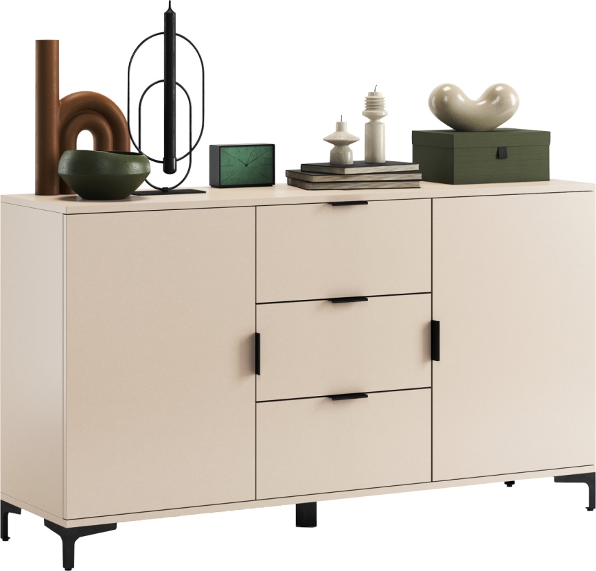 LORA Beige Dresser with Drawers and Cabinet Doors